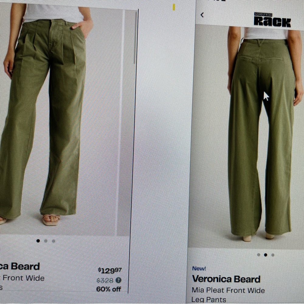 Veronica Beard Olive Green Wide Leg Pants - Size 25/0
